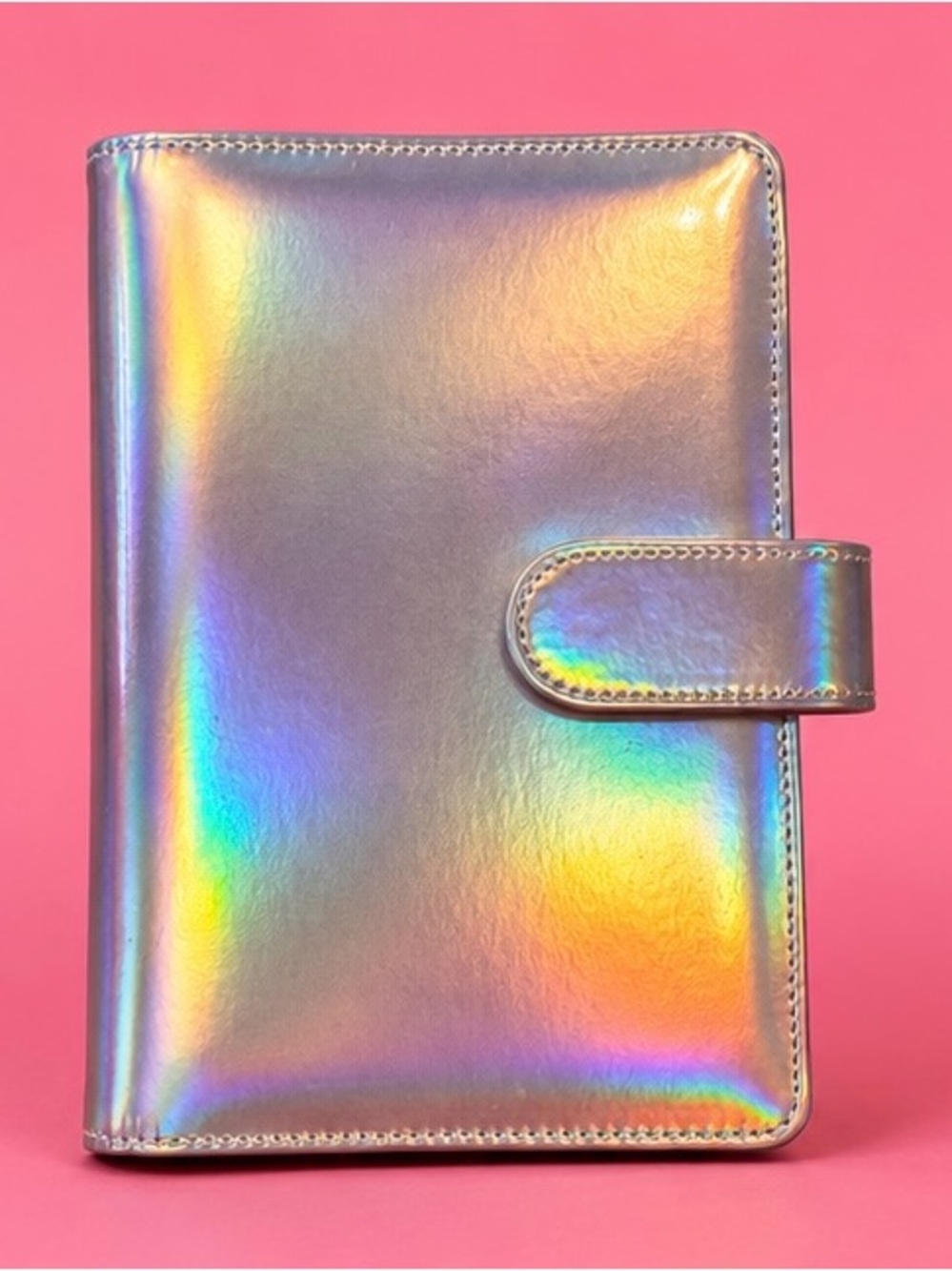 Holographic Iridescent Tab Closure Six Ring Notebook